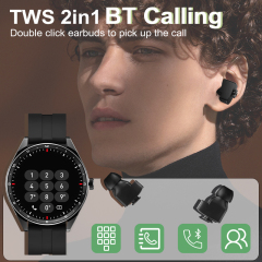 T23 TWS 二合一運動追蹤器 GPS 智慧手錶工廠配備適用於手機和平板電腦的 TWS 耳機
