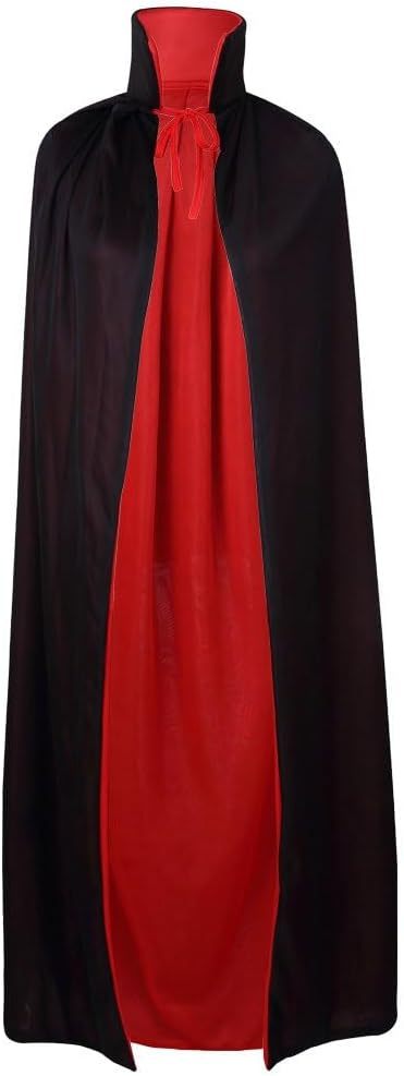 Unisex Halloween Vampire Two Sides Reversible High Collar Hooded Cloak