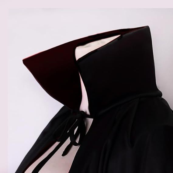 Unisex Halloween Vampire Two Sides Reversible High Collar Hooded Cloak