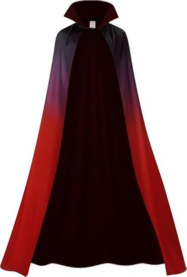 Unisex Halloween Vampire Two Sides Reversible High Collar Hooded Cloak