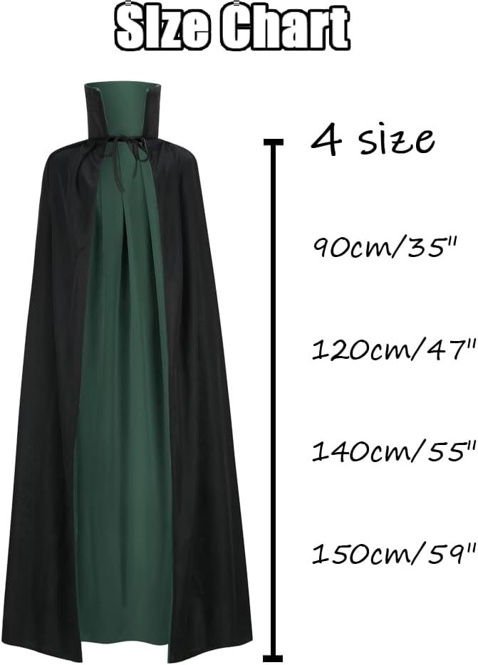 Unisex Halloween Vampire Two Sides Reversible High Collar Hooded Cloak