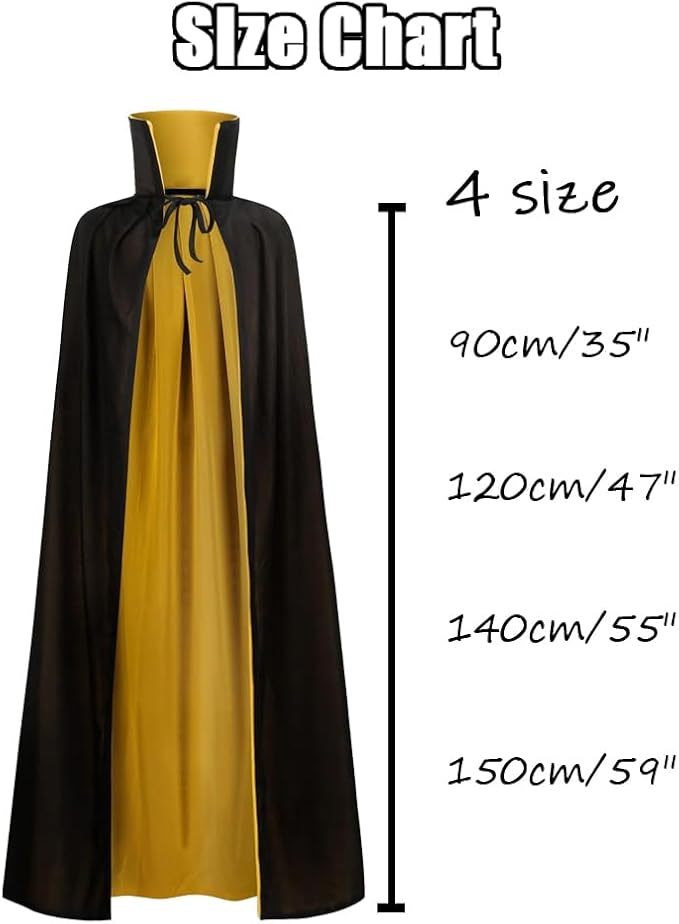 Unisex Halloween Vampire Two Sides Reversible High Collar Hooded Cloak
