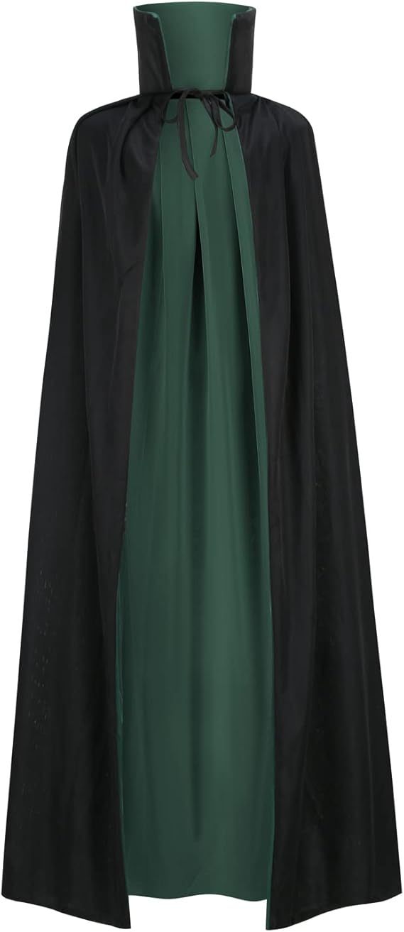 Unisex Halloween Vampire Two Sides Reversible High Collar Hooded Cloak