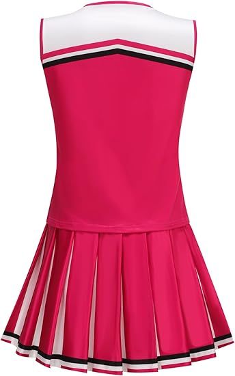 Girls Cheerleader Outfit Kids School Cheer Uniform 5-Piece Set