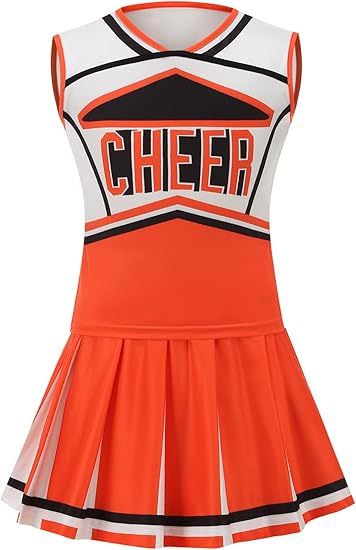 Girls Cheerleader Outfit Kids School Cheer Uniform 5-Piece Set