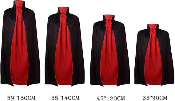 Unisex Halloween Vampire Two Sides Reversible High Collar Hooded Cloak