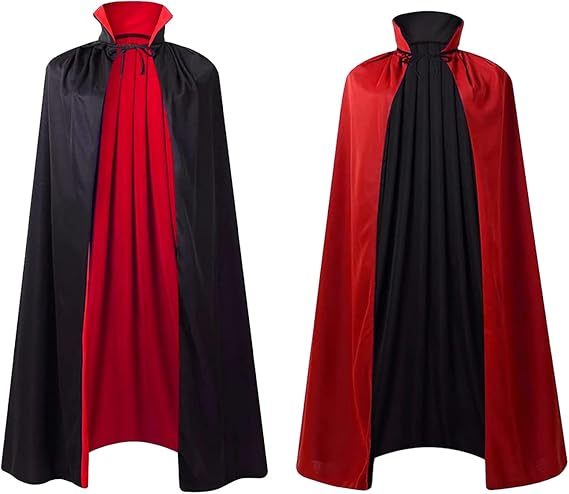 Unisex Halloween Vampire Two Sides Reversible High Collar Hooded Cloak