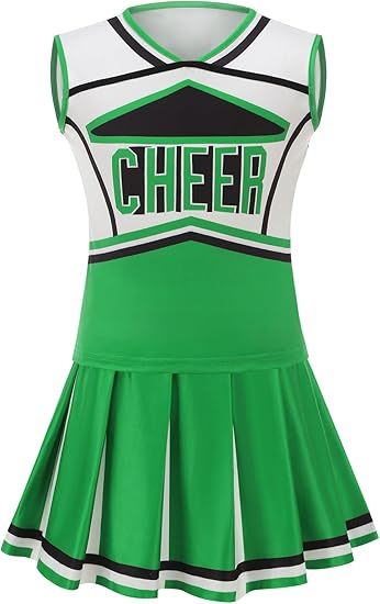 Girls Cheerleader Outfit Kids School Cheer Uniform 5-Piece Set