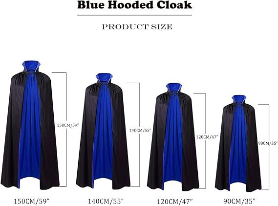 Unisex Halloween Vampire Two Sides Reversible High Collar Hooded Cloak
