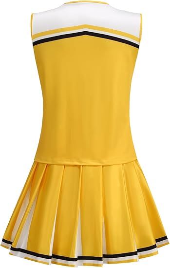Girls Cheerleader Outfit Kids School Cheer Uniform 5-Piece Set