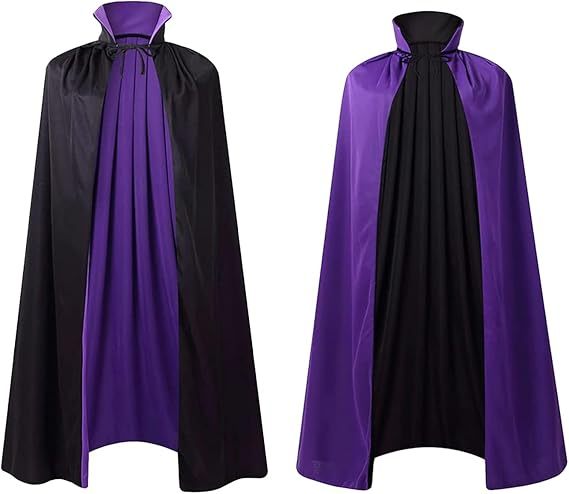 Unisex Halloween Vampire Two Sides Reversible High Collar Hooded Cloak