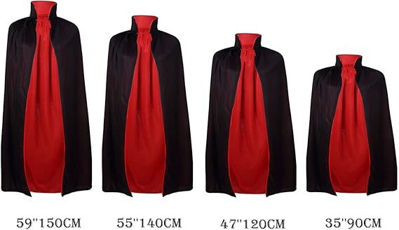 Unisex Halloween Vampire Two Sides Reversible High Collar Hooded Cloak