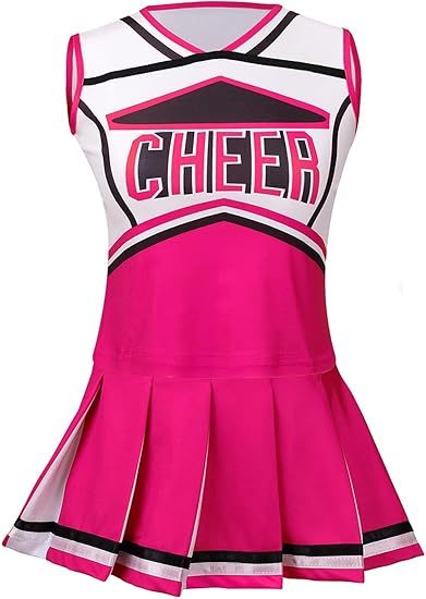 Girls Cheerleader Outfit Kids School Cheer Uniform 5-Piece Set