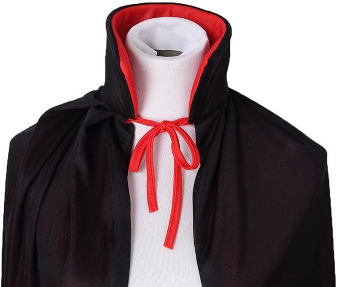 Unisex Halloween Vampire Two Sides Reversible High Collar Hooded Cloak
