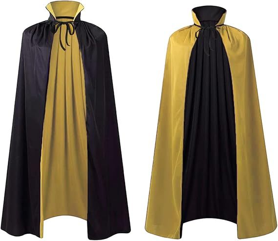 Unisex Halloween Vampire Two Sides Reversible High Collar Hooded Cloak