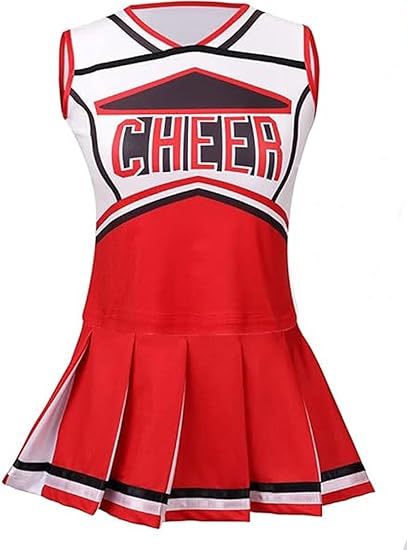 Girls Cheerleader Outfit Kids School Cheer Uniform 5-Piece Set