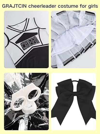 Girls Cheerleader Outfit Kids School Cheer Uniform 5-Piece Set