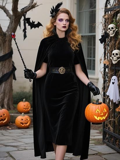 Unisex Halloween Vampire Two Sides Reversible High Collar Hooded Cloak