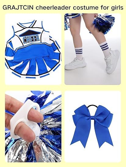 Girls Cheerleader Outfit Kids School Cheer Uniform 5-Piece Set
