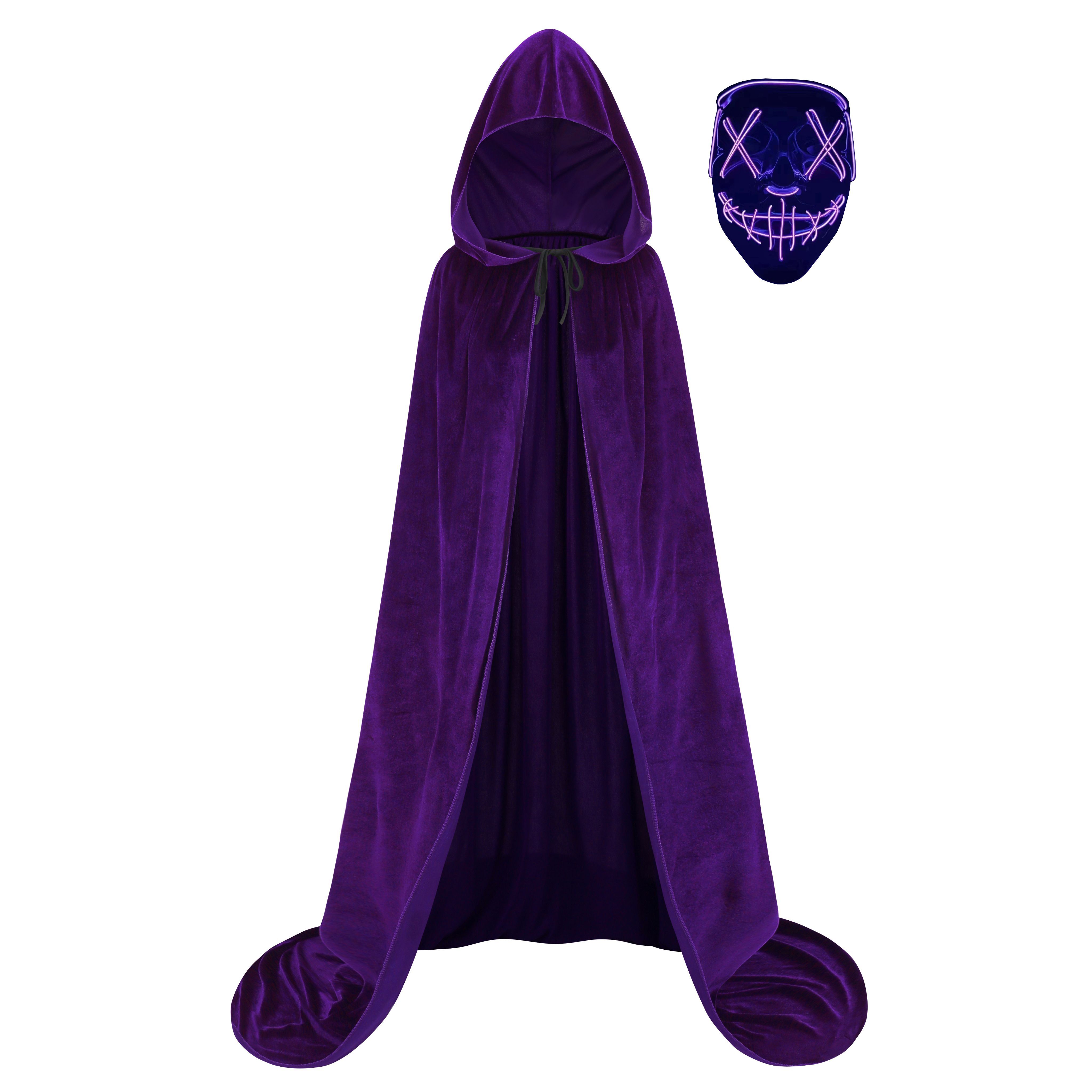 Unisex Halloween Cloak with Hood Velvet Hooded Cape