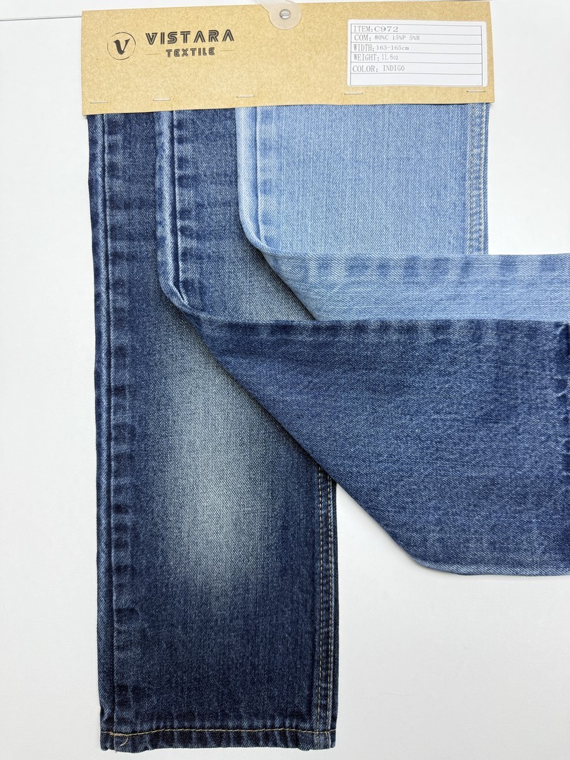 Denim Rígido C972 | Tecido índigo cru de nível industrial para fabricação em massa
