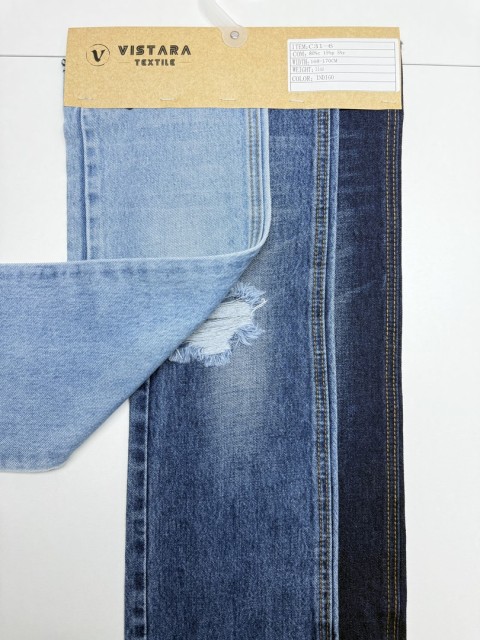 Denim Rígido C31-6 (INDIGO) | Tecido de Algodão Misto 373GSM