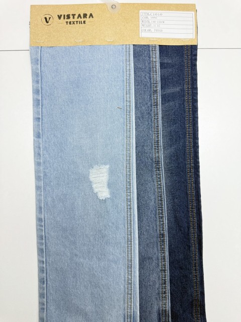 Denim rígido a granel C1010 | Tecido índigo de 10,3 oz | Quantidade mínima de 5.000 m