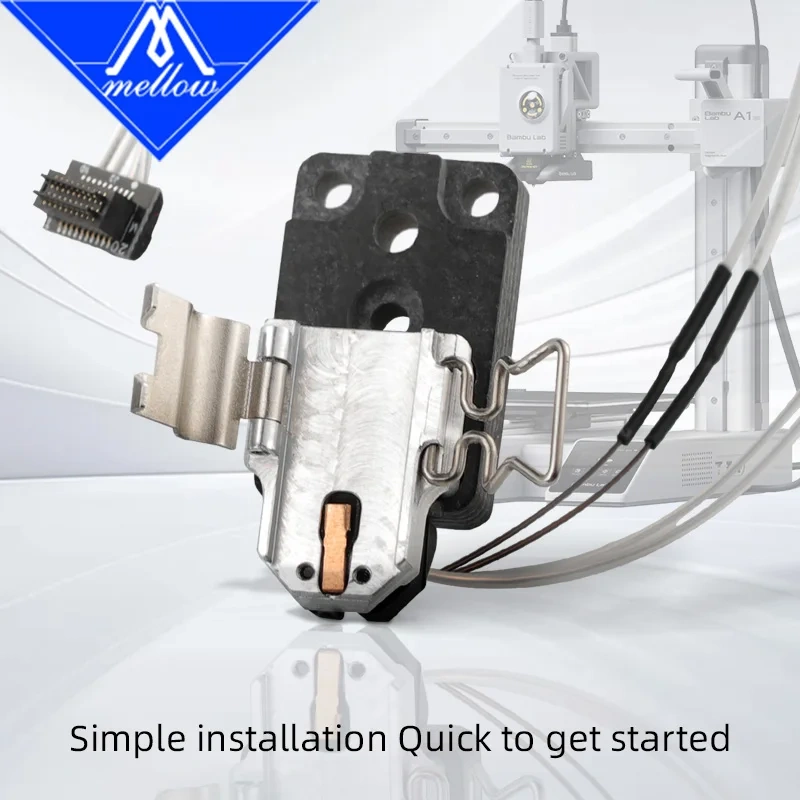 2 stuks A1 Mini Upgrade Hotend Kit, 3D-printerkop Hot End Heating Block Kit met 0,2 mm gehard stalen mondstuk en siliconen sokken voor Bambu Lab A1/A1 Mini