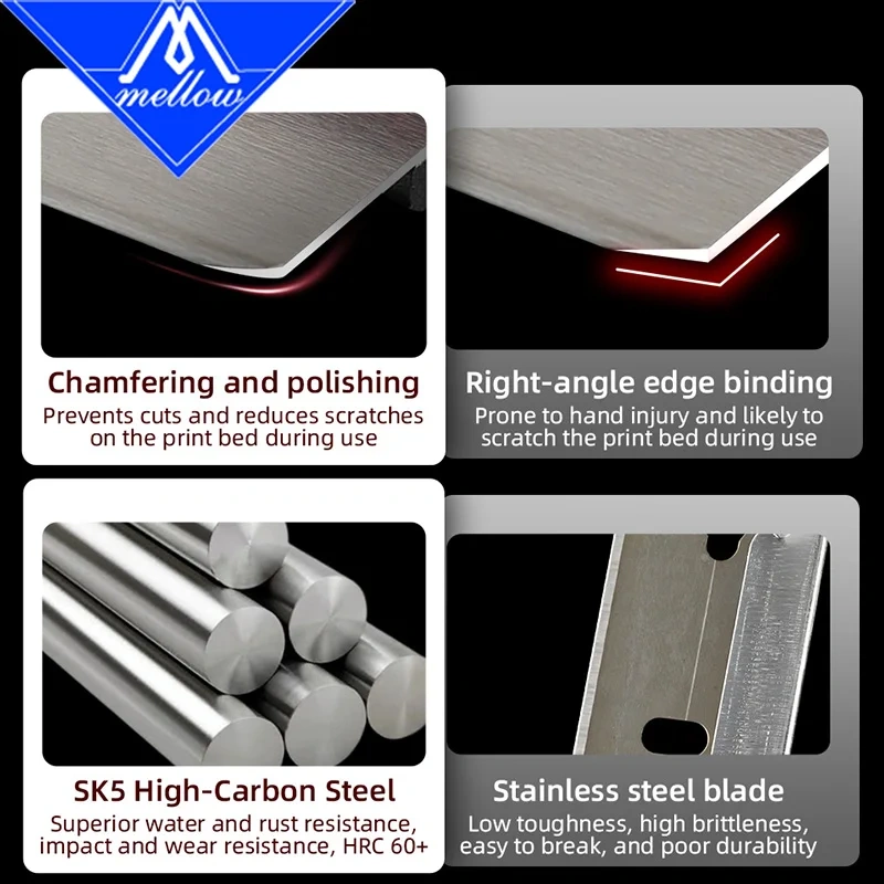 Mellow LadyerBlade 3D Printer Scraper SK5 Blade Print Removal Tool for 3D Printers – Compatible with Bambu Lab, Creality, Voron