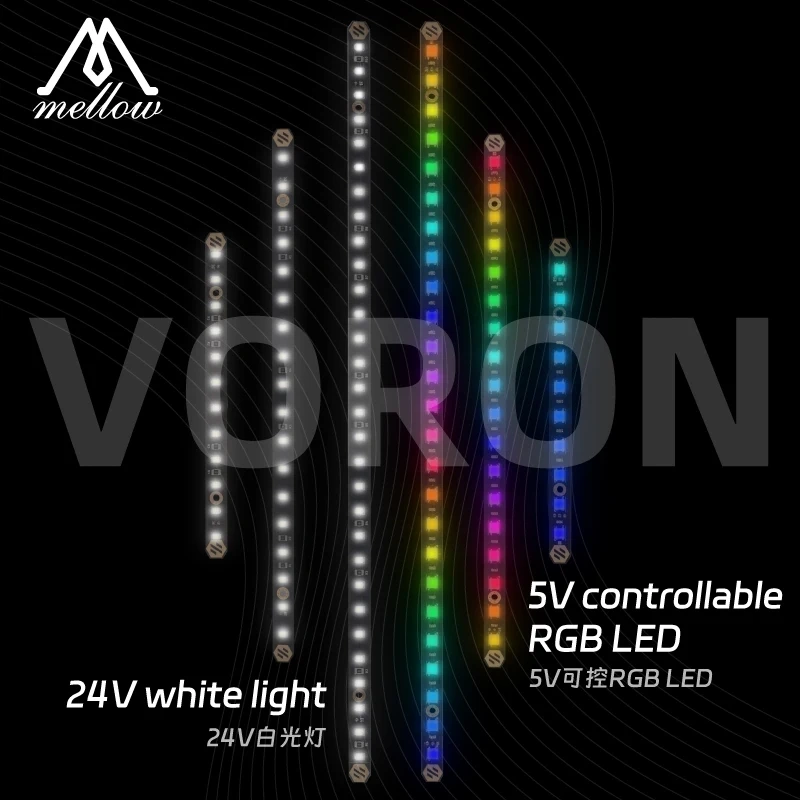 2Pcs Mellow  Daylight PCB Kit 5V RGB / White LED Bar For 3D Printer Voron 0.1/0.2 Voron 2.4 Trident 350/300/250 Micron+ Lamp Bar