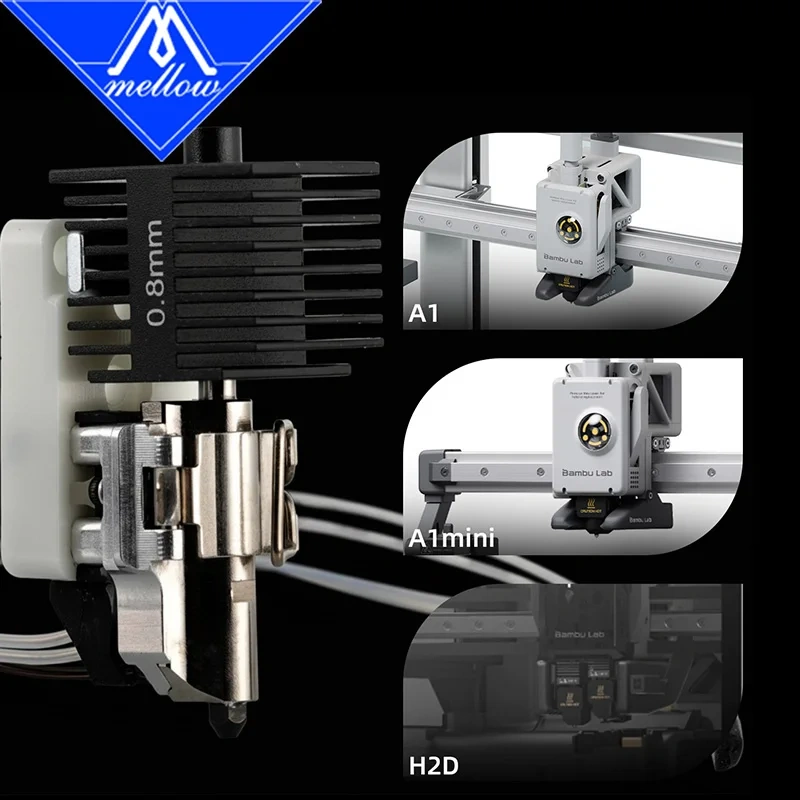 Mellow For Zirconia Bambu Lab A1/A1 Mini Ceramic Insulator Block Kit For H2D Hotend Left Mounting Base