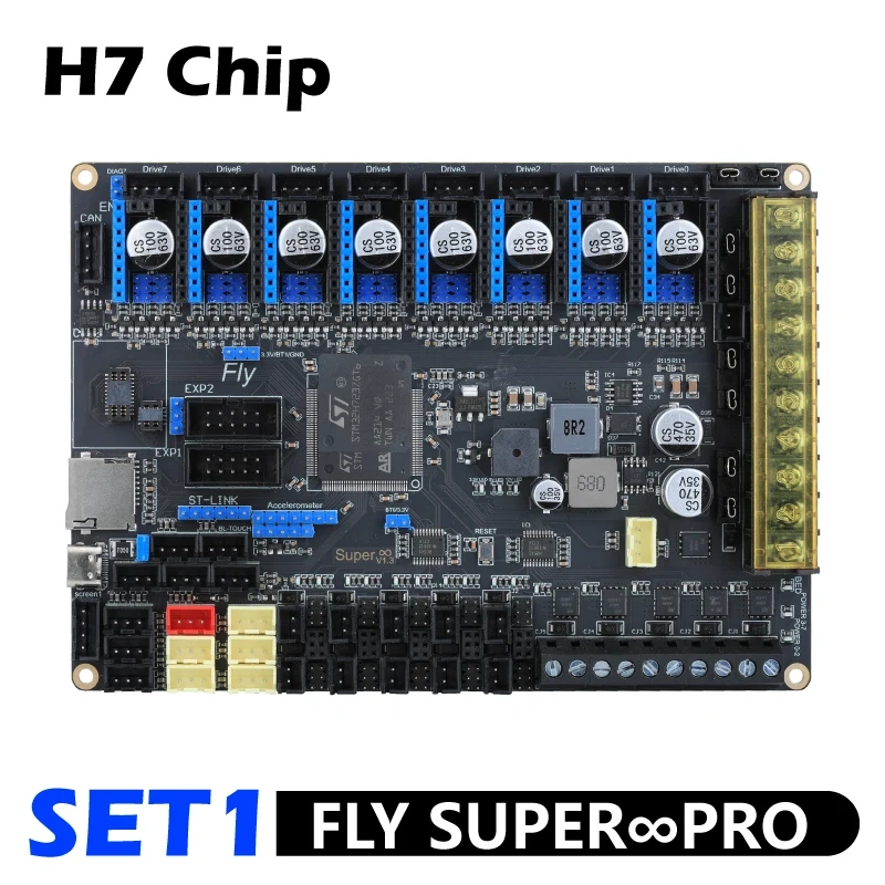 Mellow FLY Super ?? Pro Board 3+5 HV 8 Axis 32Bit 550MHz 2oz Pcb High-speed For 3D printer motherboard RRF/Klipper Support vzbot