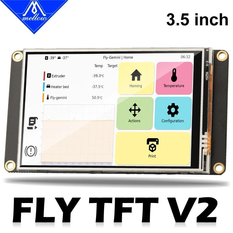 Mellow 3.5in 50fps SPI FLY TFT V2 Klipper Capacitive/Resistive Touch Screen For Fly Pi V2/C8/Raspberry Pi Zero/3B/4B 3D Printer