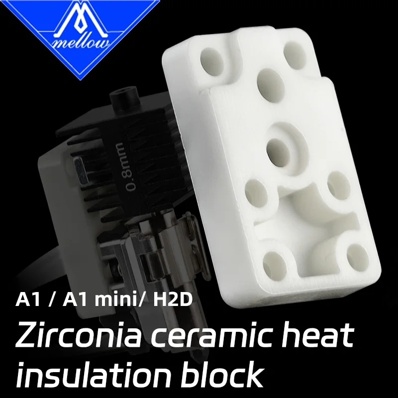 Mellow For Zirconia Bambu Lab A1/A1 Mini Ceramic Insulator Block Kit For H2D Hotend Left Mounting Base