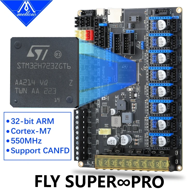 Mellow FLY Super ?? Pro Board 3+5 HV 8 Axis 32Bit 550MHz 2oz Pcb High-speed For 3D printer motherboard RRF/Klipper Support vzbot
