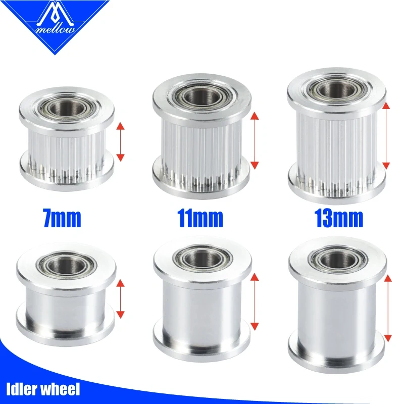 Mellow 3D Printers Parts 1pcs GT2 Idler Timing Pulley 20 Tooth Wheel Bore 5mm Aluminium Gear Teeth for GT2 Timing belt  6MM