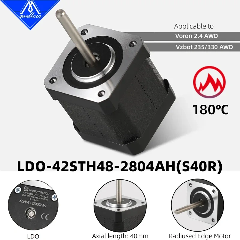 Mellow 2PCS LDO Super Motor 42STH48-2804AH(40R) Nema 17 Stepper Motor For 3D Printer Parts Voron VzBoT Long Shaft Mounts