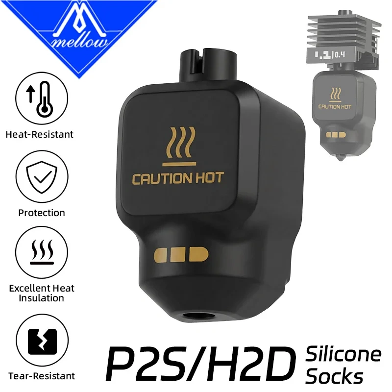 High Quality Mellow 2/4PCS Silicone Socks Cover Case 300C For Bambu Lab P2S 3D Printer Hotend Insulation Sleeve