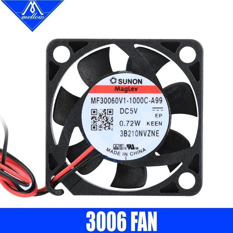 Mellow Sunon 5V Magnetic Suspension Bearing 3006 Fan 30*30*6mm DC Fan For Cooling Voron 3007 3010 Fan Hotend 3D Printer Parts