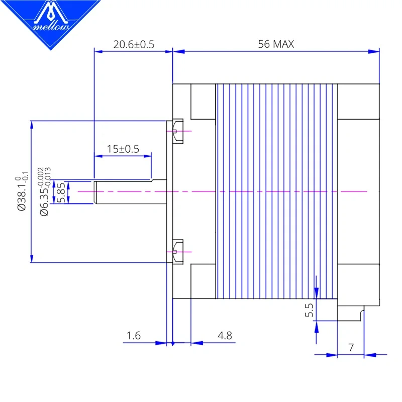 Mellow 1.8° NEMA 23 6.35mm Shaft LDO Stepper Motor LDO-57STH56-2804AC 4-Lead For DIY Big 3D Printer Voron Hevrot