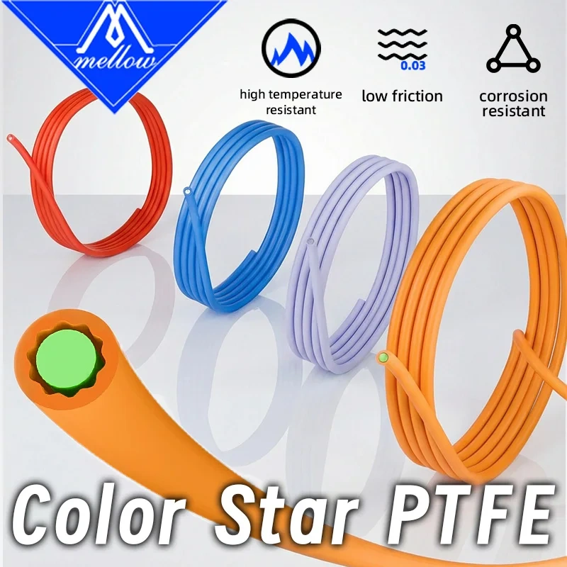 Mellow Color Star Shaped PTFE Tube Ultra-Smooth Japanese Material 4mm OD Teflonto Flow DIY 3D Printer For Bambu Lab AMS Creality