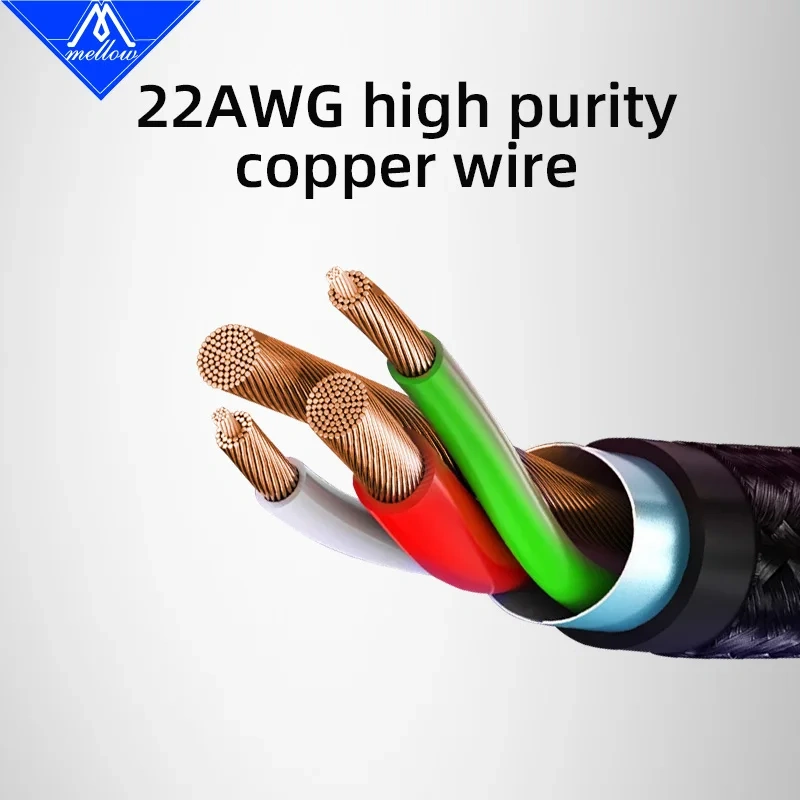 Mellow Premium 6-pin Extension Cable For Bambu Lab AMS X1 X1C P1P P1S 3D Printers AMS 0.5/1/1.5/2 Meters With Megnetic Ring