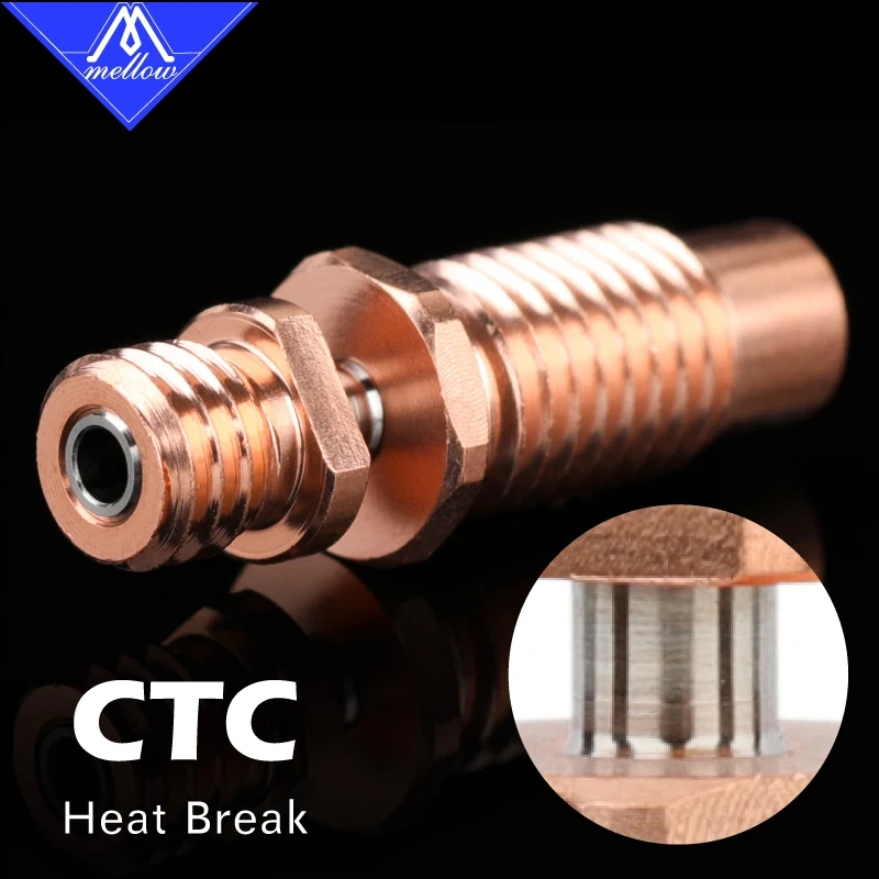 Newest Mellow All-Metal NF-CTC Heat Break Bimetal Copper & Titanium Heatbrbreak For 3D Printer Parts1.75mm V6 Hotend Nozzle