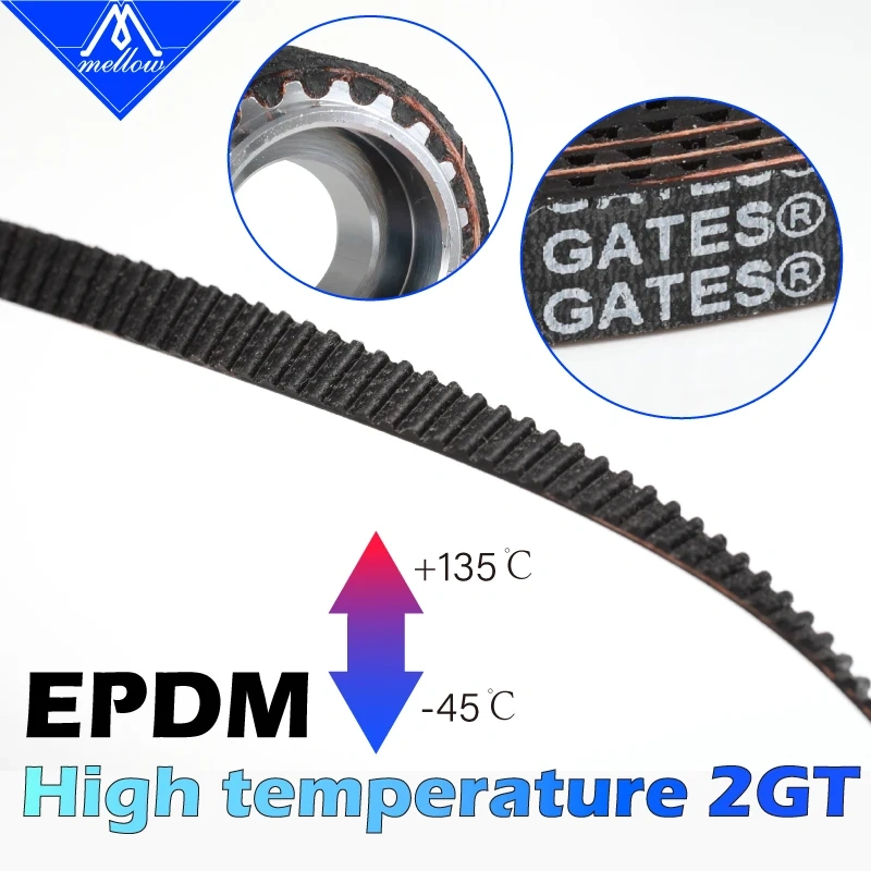Mellow High Temperature EPDM GATES-LL-2GT Gear Synchronous Belt GT2 Width 6MM 9MM 10MM Timing Belt For BOX 3D Printer Voron BLV