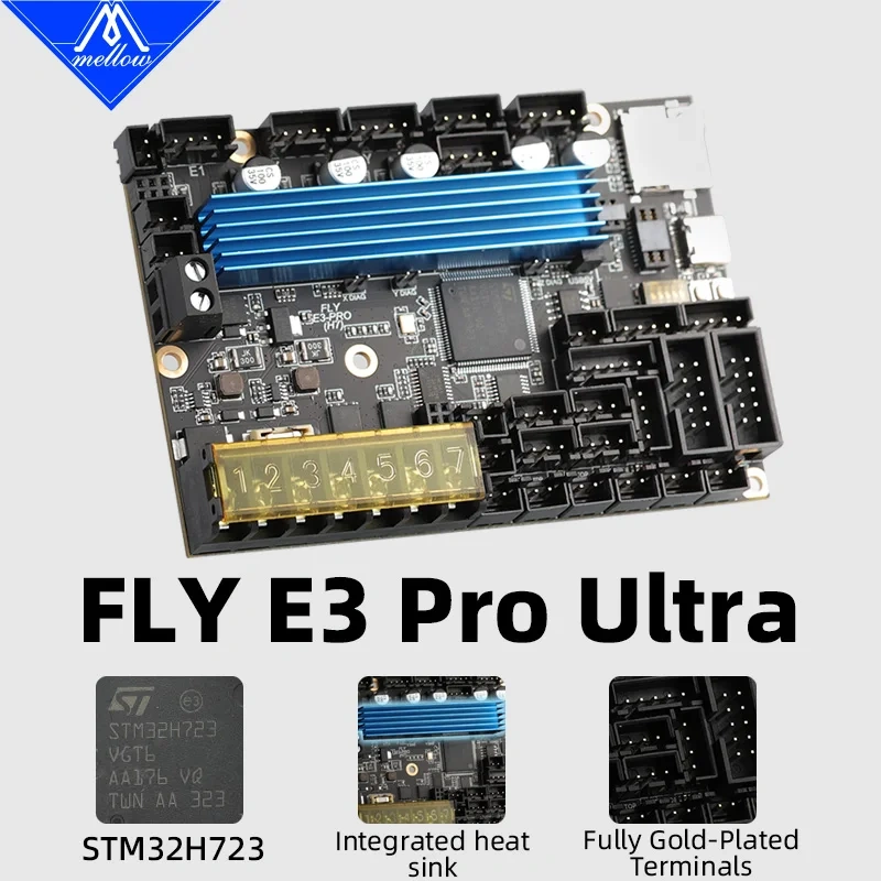 Top Mellow 5 Axes 550Mhz H723 FLY E3 PRO Ultra Control Board TMC2209 For Klipper / Gloomy RRF DIY 3D Printer Parts Ender3 / 5