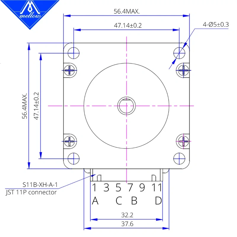Mellow 1.8° NEMA 23 6.35mm Shaft LDO Stepper Motor LDO-57STH56-2804AC 4-Lead For DIY Big 3D Printer Voron Hevrot