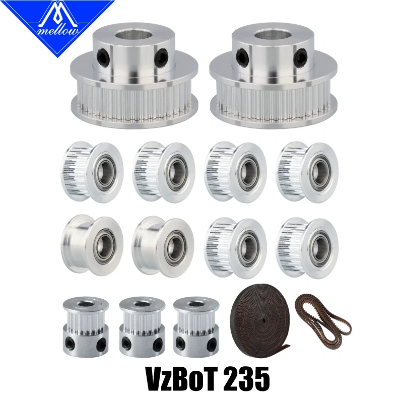 Mellow  3D Printer VzBoT Vz235 GT2 Idler With 2GT Gates 6MM Belt Kit 20T Timing Pulley Bore 5mm 40T Bore 8mm 860MM Belt Loop