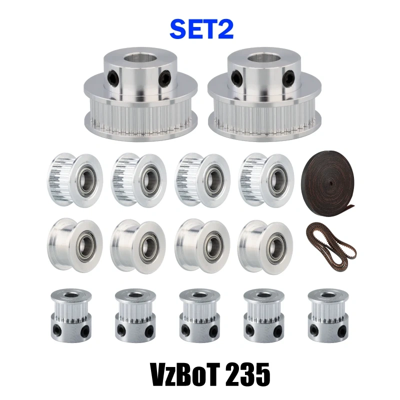 Mellow  3D Printer VzBoT Vz235 GT2 Idler With 2GT Gates 6MM Belt Kit 20T Timing Pulley Bore 5mm 40T Bore 8mm 860MM Belt Loop