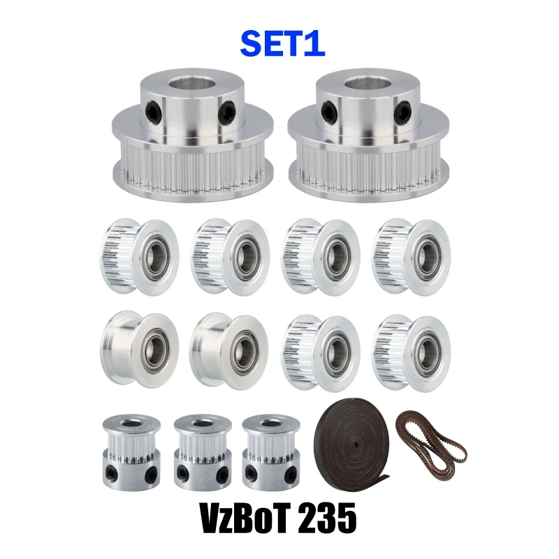 Mellow  3D Printer VzBoT Vz235 GT2 Idler With 2GT Gates 6MM Belt Kit 20T Timing Pulley Bore 5mm 40T Bore 8mm 860MM Belt Loop