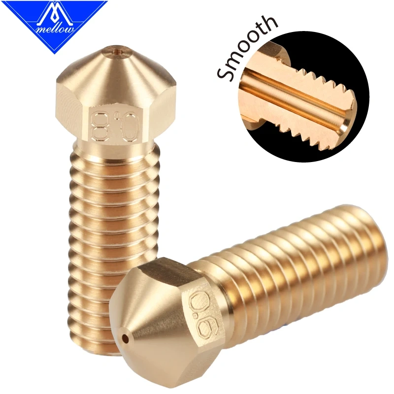Mellow 1Pcs NF-V6 Volcano Nozzle Brass Lengthen Extruder Nozzle 0.4--1.2mm For 3D printer 1.75 Filament  Volcano Hotend Parts